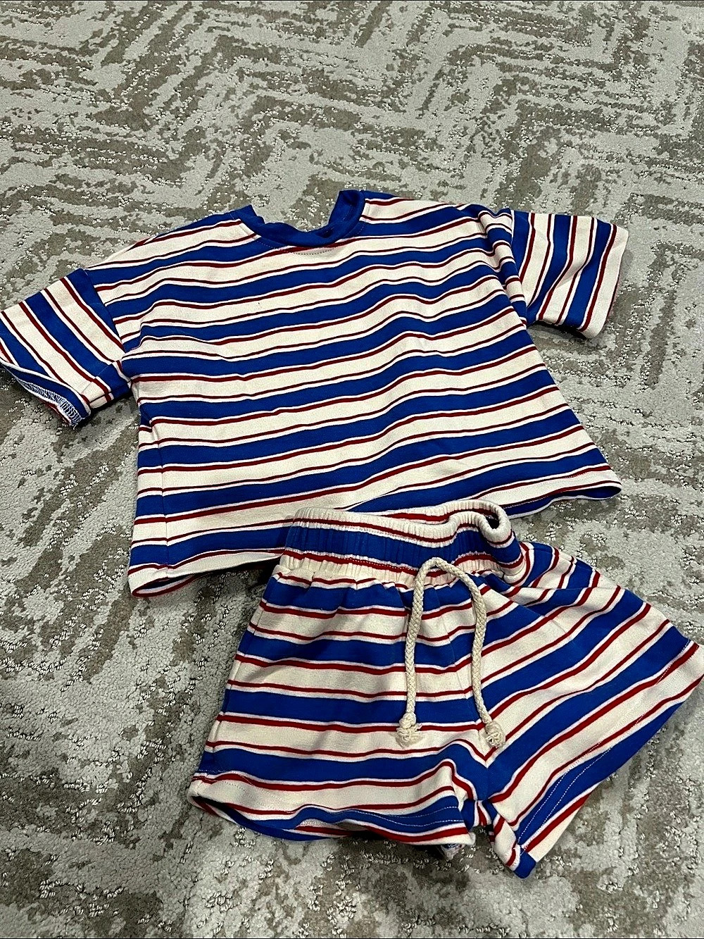 Little one shop Striped Matching Set Blue & White Baby 12M Like New